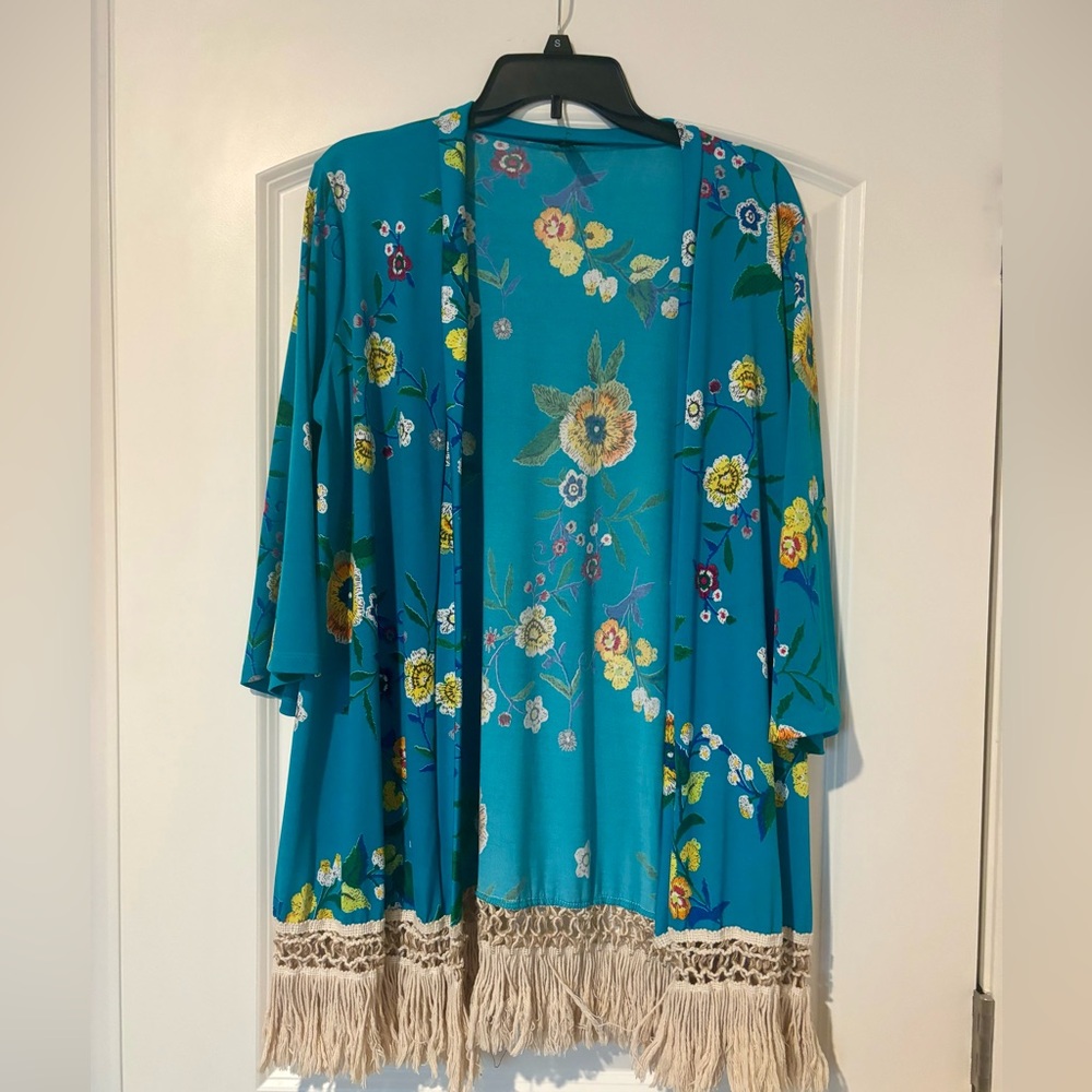 Kori Teal Floral Kimono